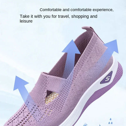 Shoes for mothers soft soles casual blue mesh shoes Women's shoes, breathable and comfortable in spring and summer