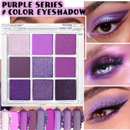 9-Color Purple Eyeshadow Palette – Matte & Shimmer, Waterproof Long-Lasting, Smoky & Natural Looks, Unisex