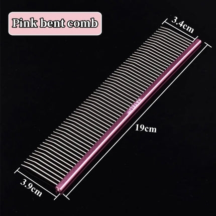 Pet Pink Comb Cat Dog Professional Stainless Steel Grooming Comb Dense Sparse Teeth Dog Cat Cleaning Brush Hair Reemoval Comb
