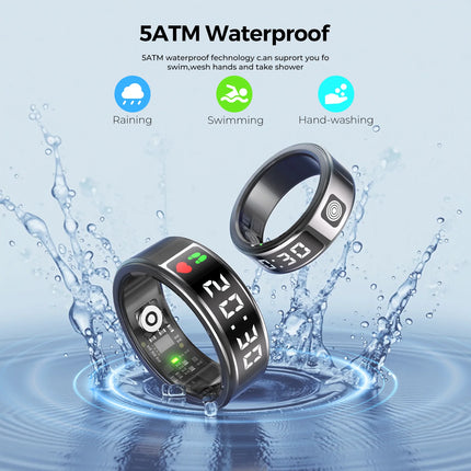 Bluetooth Smart Rings Display Screen Anillo for Heart Rate Blood Oxygen Sleep Monitoring Multi Sport Modes Waterproof Women Ring