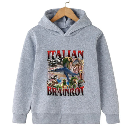 Italian Brainrot Tralala Children's Hooded Sweatshirt Autumn and Winter Warm Character Boys Girls Warm Sweatshirt Fun Clother