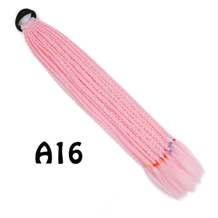 Synthetic Gradient Color Dirty Braided Ponytail Extensions With Elastic Band 24" Rainbow Braid Pony Tail Hairpiece For Girl