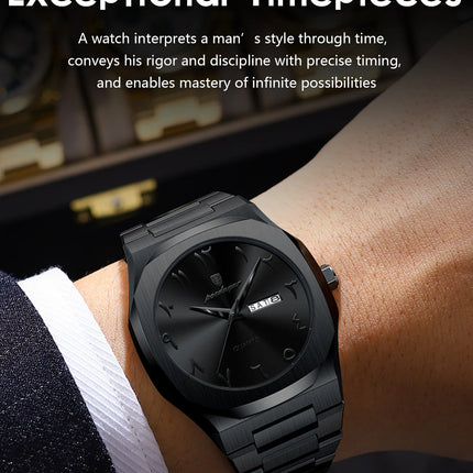 POEDAGAR Fashion High Quality Men Clock Date Week Waterproof Watch For Man Quartz Stainless Steel Luxury Men's Watches Reloj+Box