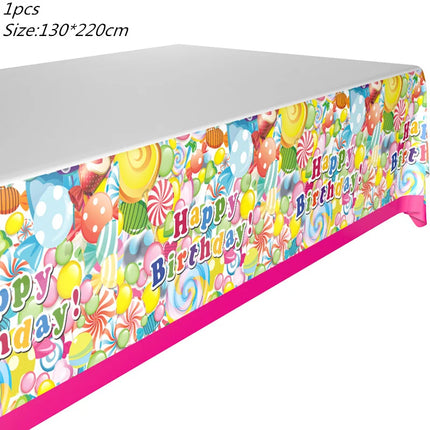 Ice Cream Theme Disposable Tablecloth Happy Birthday Party Decoration For Home Summer Wedding Birthday Baby Shower Decor