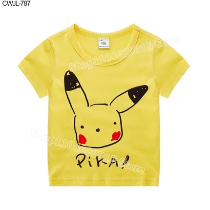 Pokemon Child T-shirt Fashion Clothes Pikachu Print T-Shirts Boutique Kids Clothing Boys Charmander Summer Tops Birthday Gift