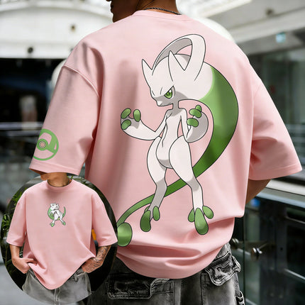 Pokemon  Anime Mewtwo Y Printed Pure Cotton Unisex T-shirt Summer New Street Hip-hop Loose Casual Y2K Parent-child Top