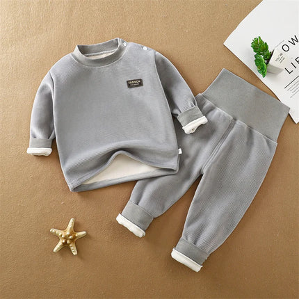 Newborn Padded Thickened Sets Baby Thermal Underwear outfit Boys Girls Fleece High Waist Suit Children's Clothing 0-4 Years