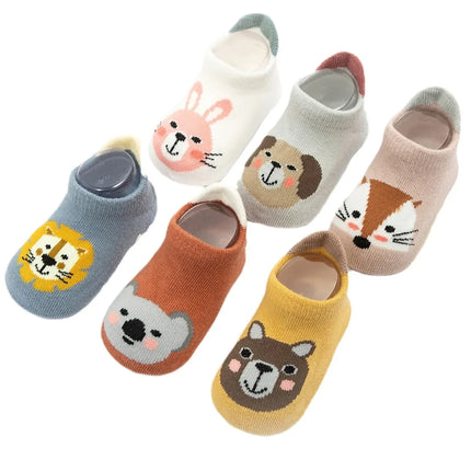 6 Pairs/Lot Newborn Baby Socks Kids Boys Girls Cotton Cartoon Soft Sock Children Toddler Non-Slip Short Socks For 0-5 Years