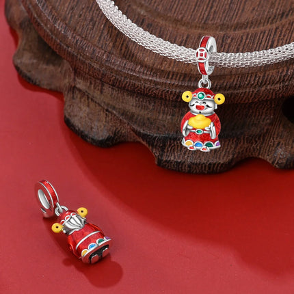 Lucky 925 Sterling Silver Money Tree Lucky Cat God of Wealth Dollar Treasure Charm Fit DIY Bracelet Necklace Good Luck Wish Gift