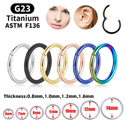 1/5Pcs Nose Rings G23 Titanium Lip Ring For Women And Men Piercing Jewelry Hoop Earrings Mixed Color Body Clips Hinged