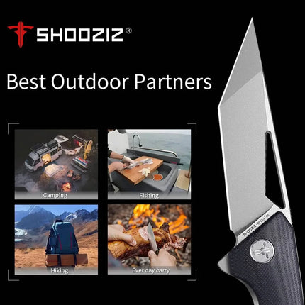 SHOOZIZ Folding Pocket Knife for Men, Flipper EDC knife, 3.36" 14C28N Steel, Ultem/G10,Outdoor  Camping Tool with Clip OPERATOR
