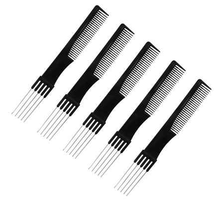 1/2/3/5 Pack Carbon Lift Teasing Combs with Metal Prong, Hair Pick Comb for Women Hair Styling(Black)