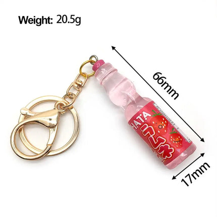 New Simulation Marbles Bobble Soda Key Chain Japanese Cute Ramune Soda keychain Miniature Dollhouse Ornaments Bag Accessories