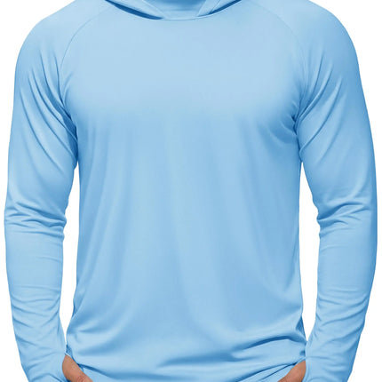 TACVASEN Men's UPF 50+ Hoodie Fishing Shirts Long Sleeve High Collar Mesh UV Sun Protection Rash Guard Swim Beach Running Hiking