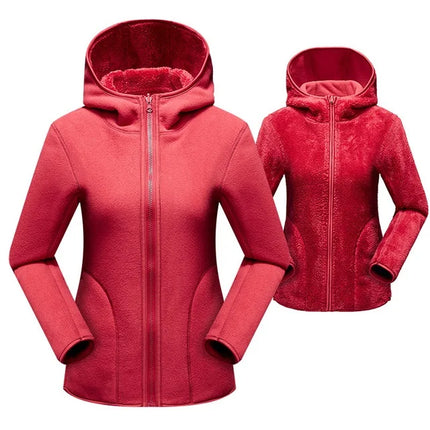Women Pullover Sweatshirts Winter Unisex Reversible Hoodie  Warm Polar/Coral Fleece Hooded Jacket Ladies Flannel Coat Hoody