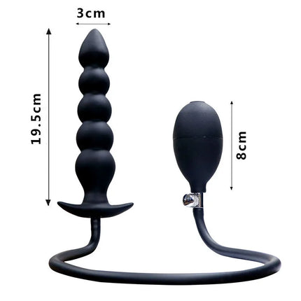 Expansion Diameter 14cm Inflatable Dildo Anal Plug with 5 Beads Built-in Silicone Column Huge Butt Plug Ass Dilator Anal Sex Toy
