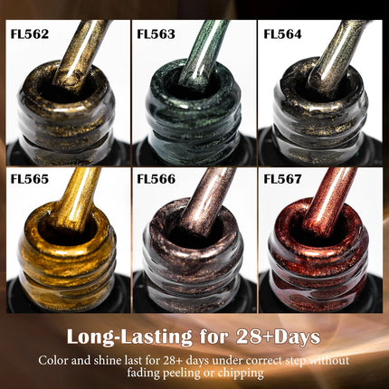 7pcs Gold Light Cat Magnetic Gel Nail Polish Set Maillard Magnetic Gel Semi Permanent Soak Off UV Gel Varnish Nail Art Manicure