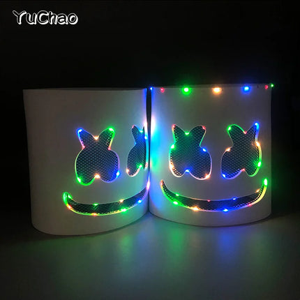 Hot sale Luminous Head Cover luminous DJ Marshmello mask Glowing Cosplay Headgear for Neon Night Club Music Rave Props