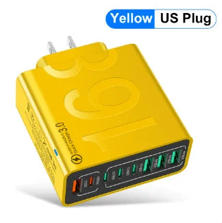 Total 150W USB Charger 8 Ports Fast Charging Phone Charger Quick Charge 3.0 Wall Charger Adapter For iPhone 17 Samsung Xiaomi