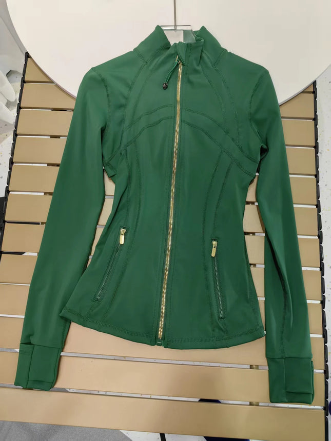 Women Yoga Zip Jacket Slim Fit - Quick Dry Nylon Stand Collar / Veste Yoga Femme Zip Slim - Séchage Rapide Nylon Col Montant