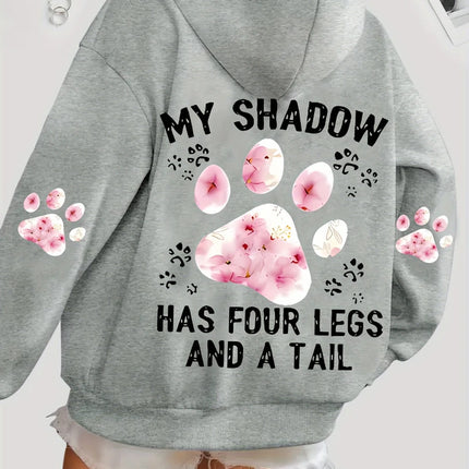 Autumn Womens Hoodies Cute Cat Paw Printing Sweatshirts Warm Fleece Soft Comfortable Pullovers Fashion Loose Female Clothing