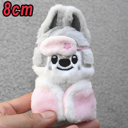 *-SKZOO Stray Kids Keychain Plush Toy Pajamas Eye Mask Keychain Decorative Animal Pink Series Mini Companion Doll DIY Products