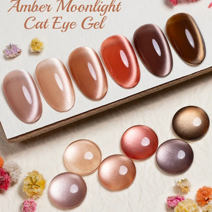 7.5ML Amber Moonlight Cat Magnetic Gel High Glossy Luxury Coffee Series Cat Eye Gel Soak Off UV Semi-Permanent Nail Art Varnish
