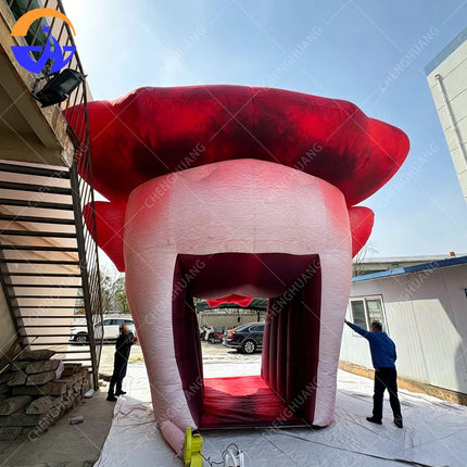 Giant Inflatable Clown Head Tunnel Halloween Horror Entrance Archway with Scary Teeth for Haunted House Event Decoration