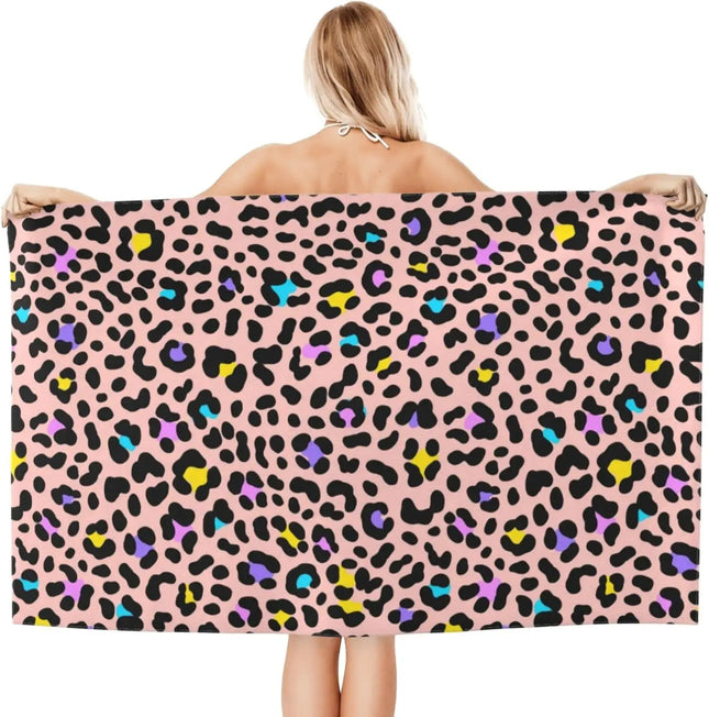 Pink Blush Leopard Spots Animal Print Beach Towels Oversized Soft High Absorbent Quick Dry Bath Towels Pool Towels Travel Beach