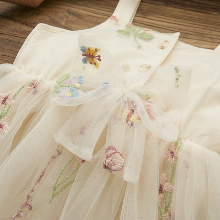 ma&baby 9M-4Y Toddler Baby Kid Girl Dress Infant Princess Summer Tulle Floral Embroidery Birthday Party Dresses For Girls