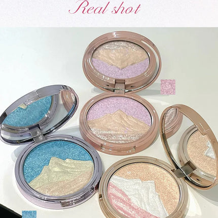 High-Gloss Palette, Starry Glow Series, Delicate Pearl Shimmer, Long-Lasting and Non-Cakey, High Color Payoff, Easy to Apply, Facial Contour Brightening and Contouring, Natural Three-Dimensional Makeup