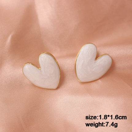 Pure White Women's Dangle Earrings Blooming Flower Acrylic Enamel Butterfly Imitation Pearl Heart Hanging Earrings Elegant Brinc