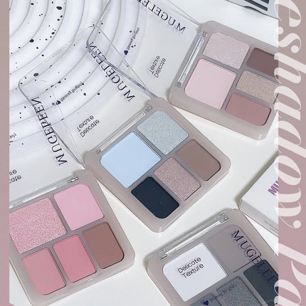 5-Color Punk Smokey Eyeshadow Palette Silvery Black Matte Shimmer Nude Pink Eye Shadow Lasting Halloween Eye Makeup Cosmetics