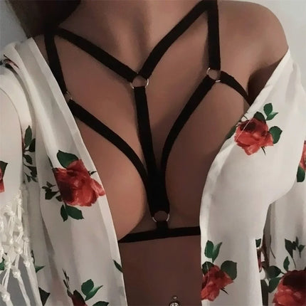 Sexy Body Harness Women Black Harajuku Neck Harness Cage Bra Fetish Lingerie Adjustable Bondage Harness Belt Gothic Body Cage
