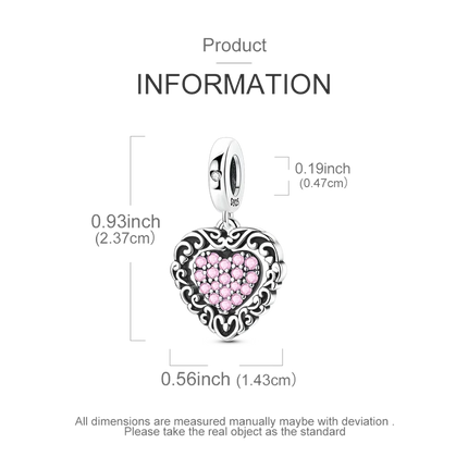 2026 Romantic Pink Color Charms Bead 925 Sterling Silver CZ Zircon Love Heart Pendants Fit Original Bracelet DIY Jewelry Gift
