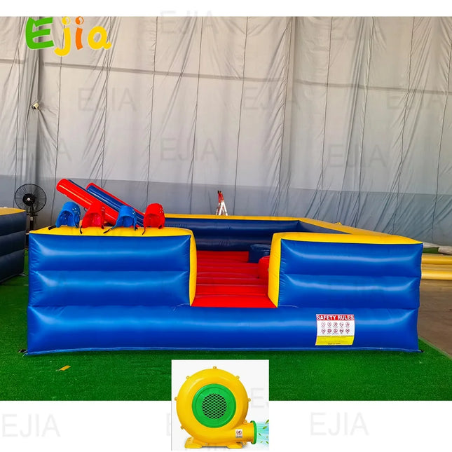 Inflatable Gladiator Joust Arena Game Set - 13x13ft 4 Person Joust Arena with 4 Jousting Sticks & Helmets, Commercial Grade PVC Inflatable Jousting Ring for Party, School & Team Building Events