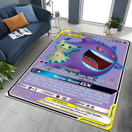 Potdemiel Pokemon Cards Gengar Area Rugs Carpet For Living Room Home Decoration Children's Crawling Living Room Game Floor Mat