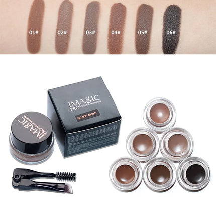 IMAGIC Professional Eye Brow Tint Makeup Tool Waterproof Brow Cream 6 Color Black Brown Eyebrow Gel With Brow Brush