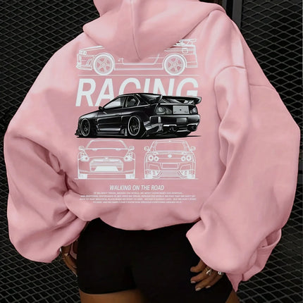 High-end cartoon-printed sports hoodies for European and American women's clothing, casual women's hoodies for autumn and winter