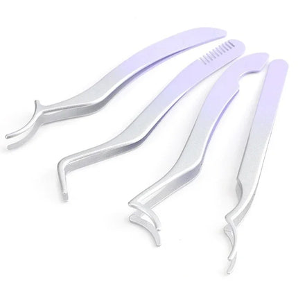 1/4 Gradient Eyelash Comb Tweezers Stainless Steel Anti-Static Non-Magnetic Professional Lashes Extension Tweezers Makeup Tools