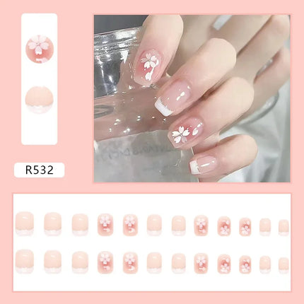 Cool Ash 24 Pcs Press on Nails Pink Nail polish Glossy Artificial Finger Manicure Reusable False Nails for Women