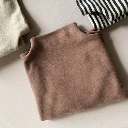Autumn Winter Children T-Shirts 1-6Y Boys Girls Turtleneck Warm Striped Long Sleeve T Shirts Tops Tees Toddler Wear Kids Clothes