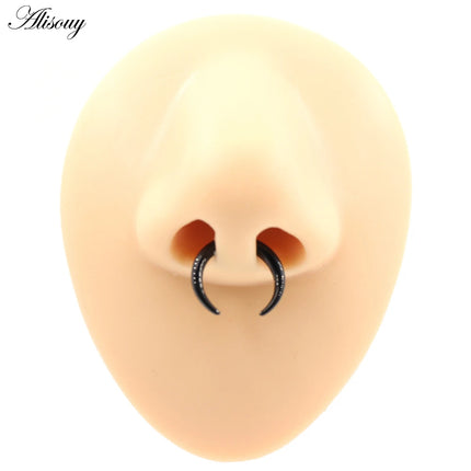 2PCS Stainless Steel C Shape Buffalo Horn Ear Taper Stretcher Expander Septum Captive Tragus Cartilage Piercing Body Jewelry