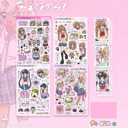 Shibuya Hottie Vintage Sticker - Kawaii Showa Anime Girl Decal for Aesthetic Journaling Scrapbooking Laptop & Phone Case DIY