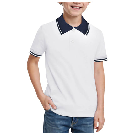 Boys Summer Polo Shirt Striped Kids Girls Polo Shirts School Uniform Tops Children Clothes Half Button Down Short Sleeve Tops