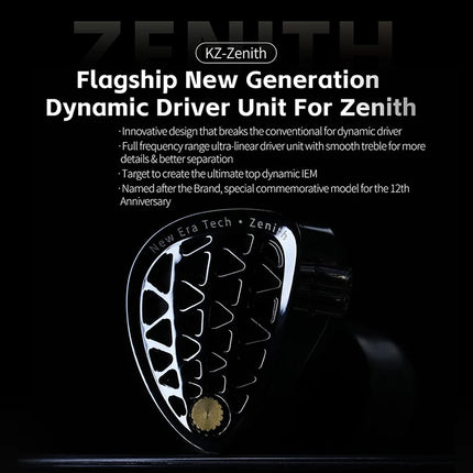 KZ Zenith Tunable IEM Metal Earphones Dynamic Driver HiFi Sound Customizable Audio Profile