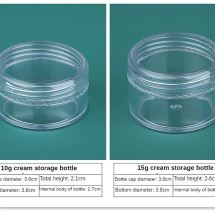 100pcs 2g/5g/10g Empty Plastic Jar Pots Transparent Sample Bottles Eyeshadow Cream Lip Balm Container Portable Makeup Jar