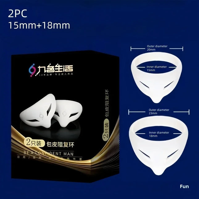 Male Glans Exposure Delayed Ejaculation Penis Erection S/L Foreskin Corrector Penis Ring Soft Silicone Elastic Adult Toy