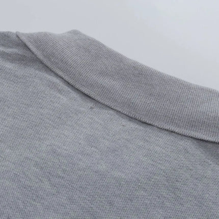 Long Sleeve Pure Cotton Polo Shirt Men's Embroidered Polo Neck T-Shirt Casual Spring Autumn British Style Loose Fit Solid Color