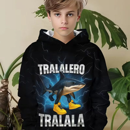 Funny Cappuccino Assassino Hoodies Boys Girls Funny Italian Brainrot Print Hoodie Long Sleeve Hooded Tops Kids Humor Sweatshirts